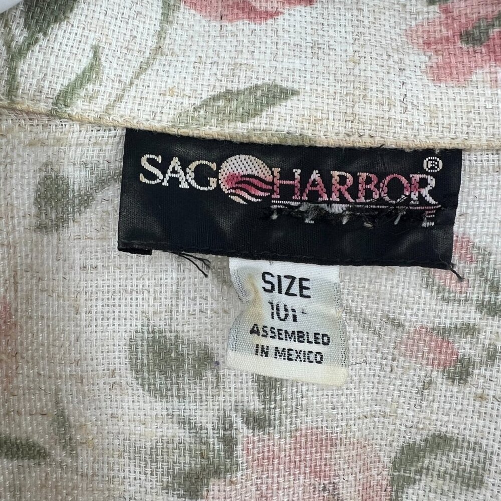 Vintage Sag Harbor Linen Blend Floral Blazer Women's 10P - Picture 2 of 4